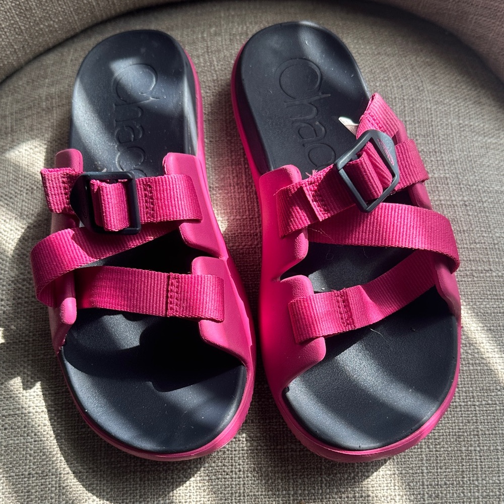 Chaco Magenta Dual-Strap Slide Sandals